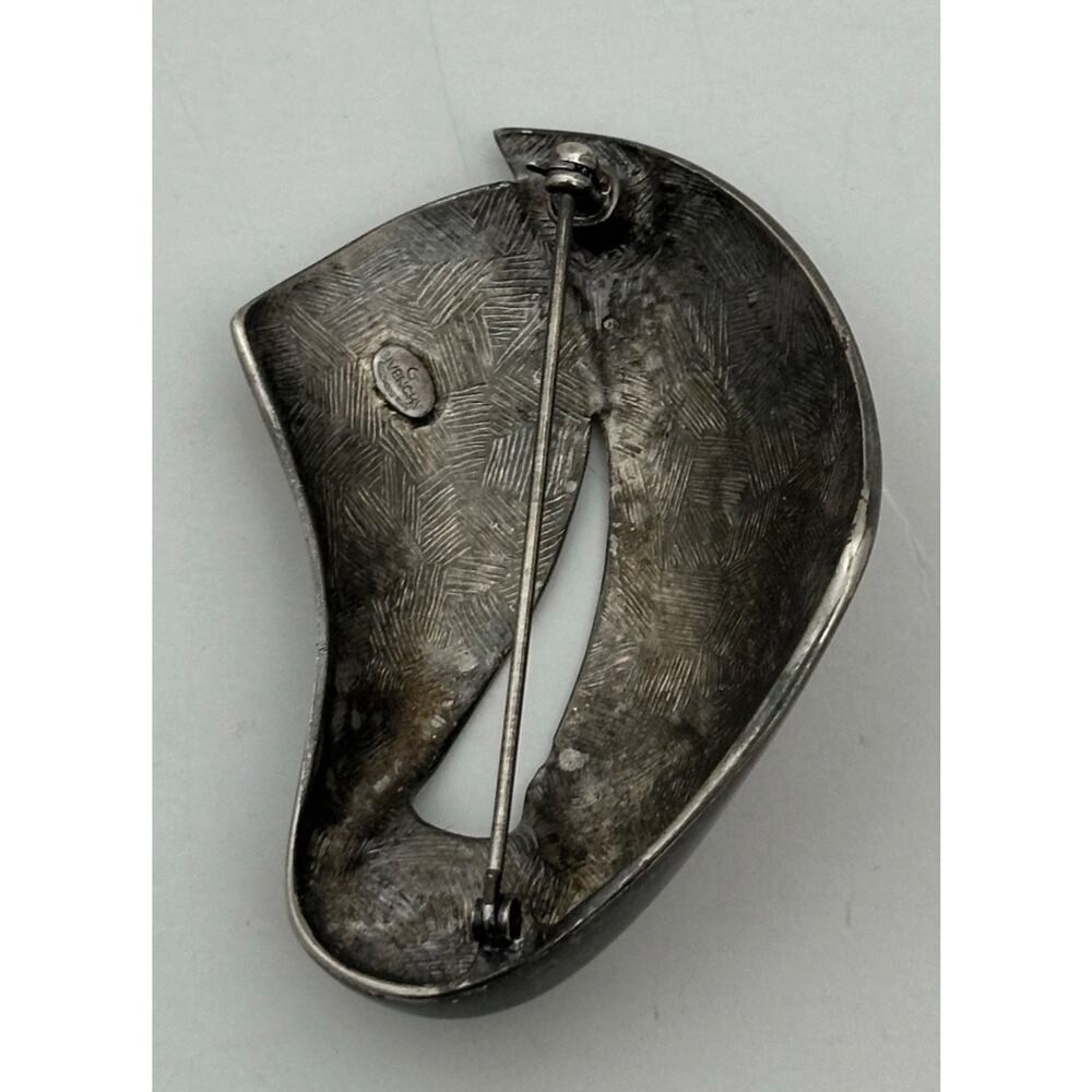 Vintage Signed GIVENCHY Silver Tone HUGE Abstract Shaped Brooch Pin - Picture 3 of 3